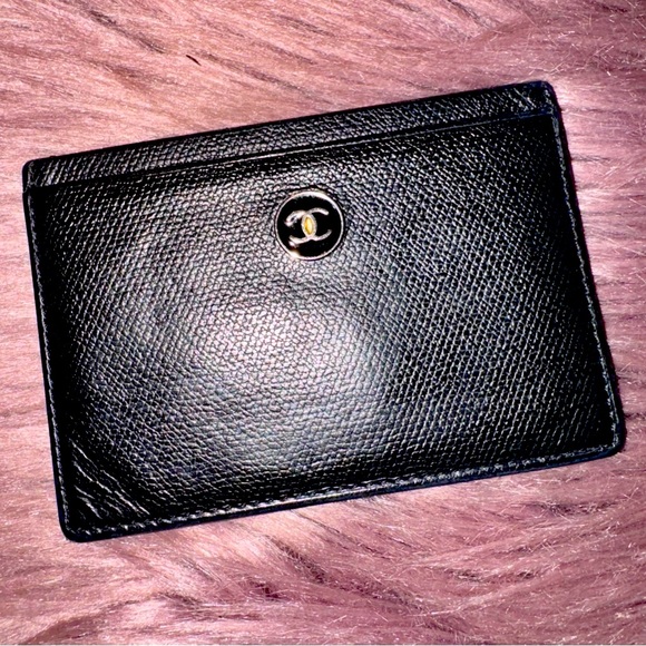CHANEL Card Case Holder Coco Mark Shiny Grained Calfskin Black🖤